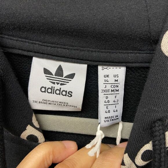 Adidas Originals 'Logomania' repeat logo zip hoodie in black size M - Picture 7 of 8